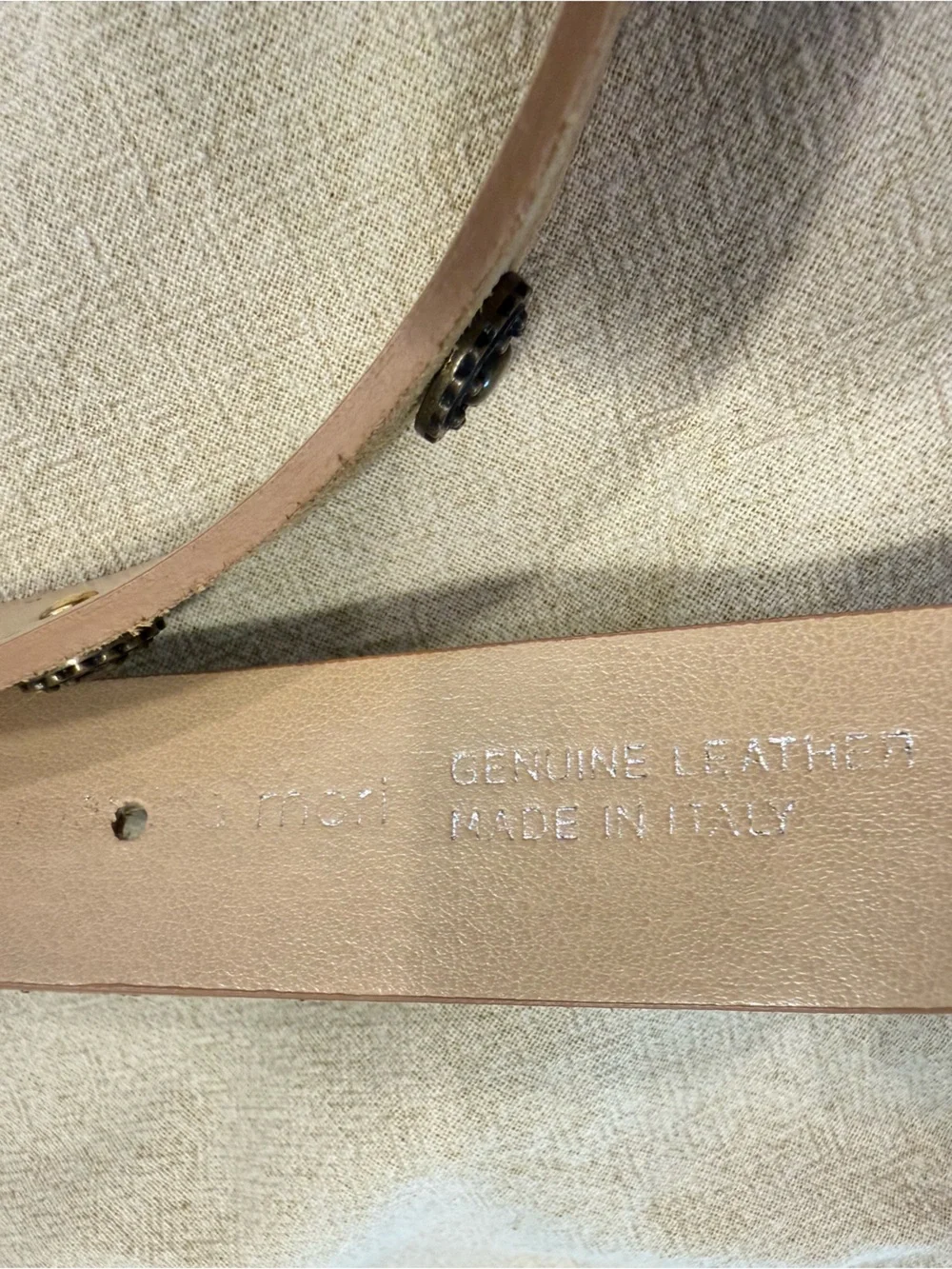 Mori Italian tan leather versatile western metal studded belt 40”
